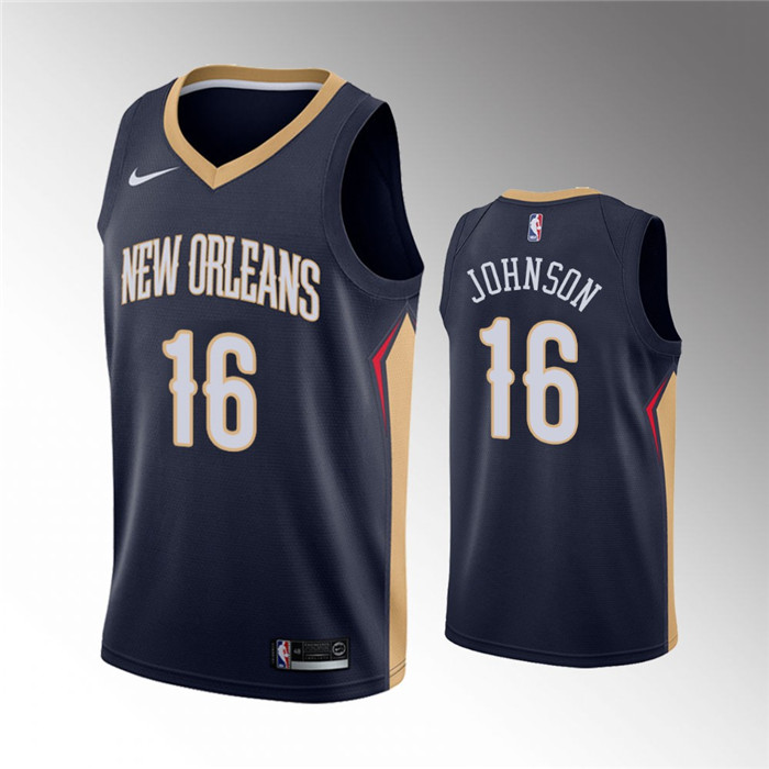 Men's New Orleans Pelicans #16 James Johnson Navy Icon Edition Stitched Jersey Men's New Orleans Pelicans #16 James Johnson Navy Icon Edition Stitched Jersey